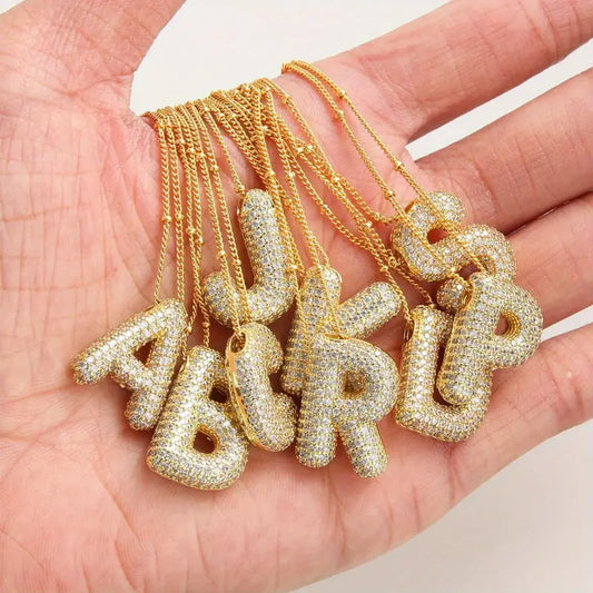 Bubble letter Initiaal Ketting set | Goud