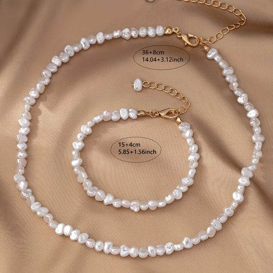 Barokke Parel Ketting & Armband Set