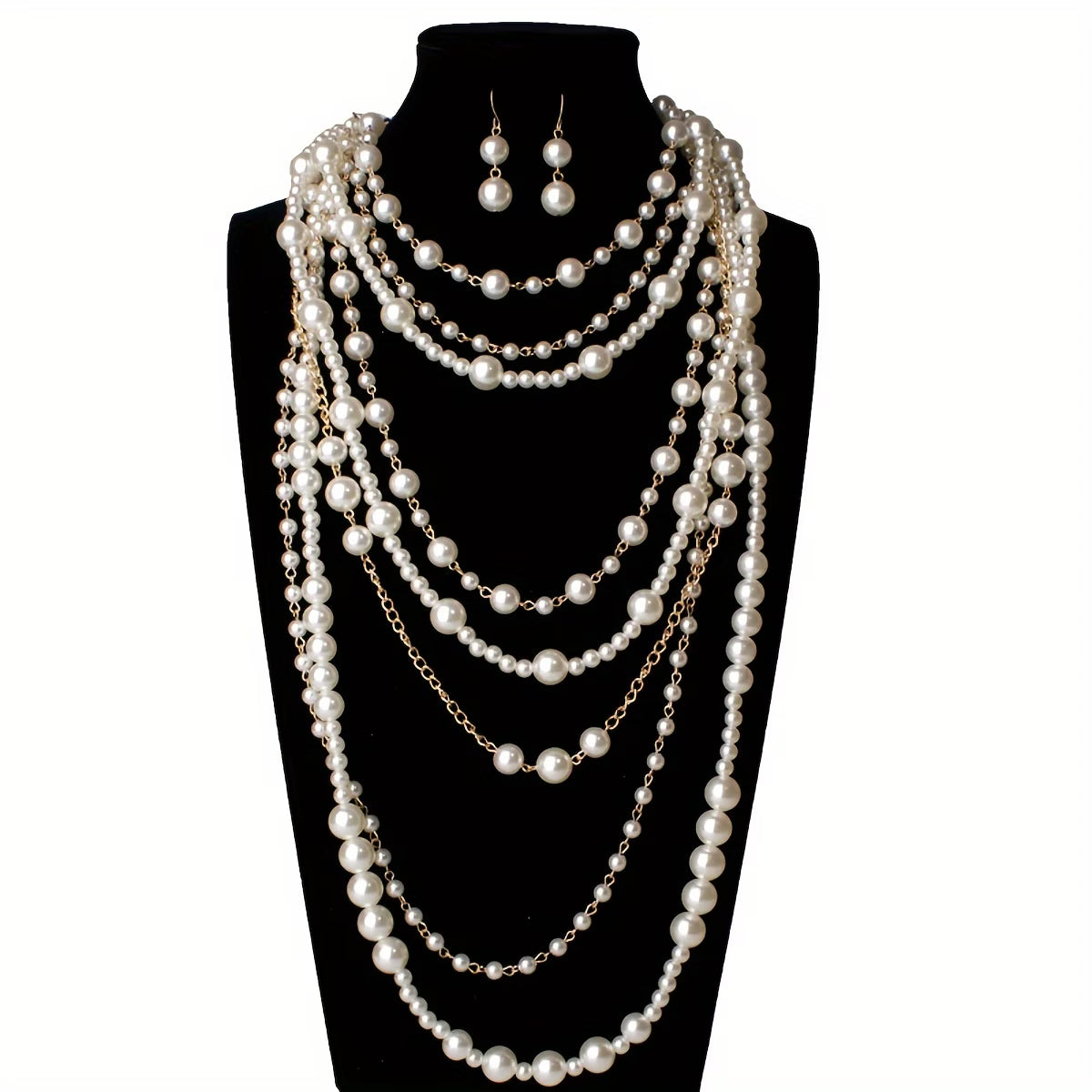 Boho Meerlaagse Parel Statement Set