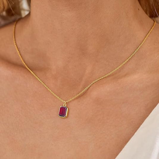 Paperclip Gelaagde Robijnen Ketting | Goud