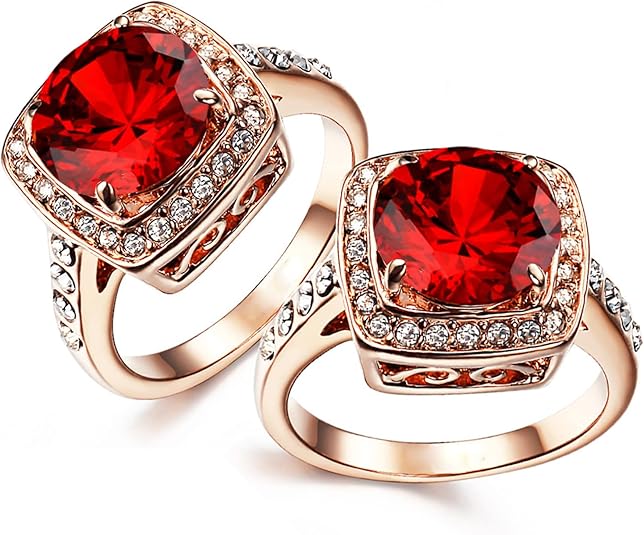 Robijnen Halo Statement Ring | Rosé Goud