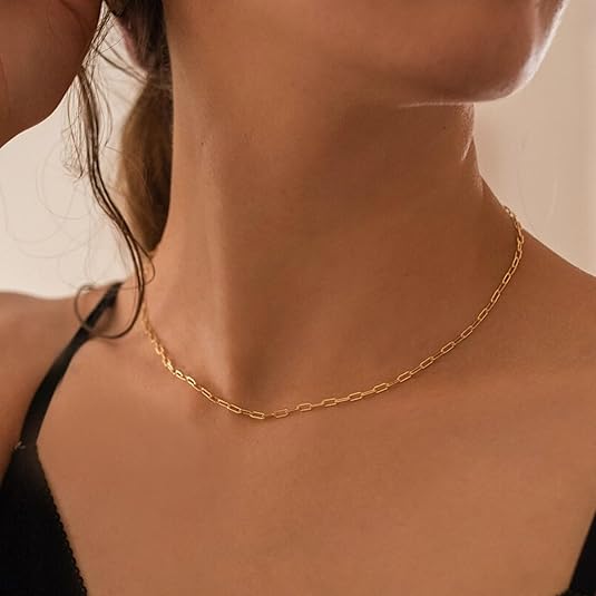 Paperclip Gelaagde Robijnen Ketting | Goud
