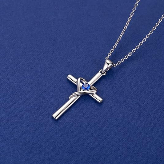 Saffieren Kruis Ketting | Witgoud