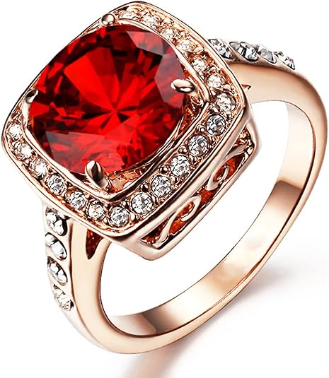 Robijnen Halo Statement Ring | Rosé Goud