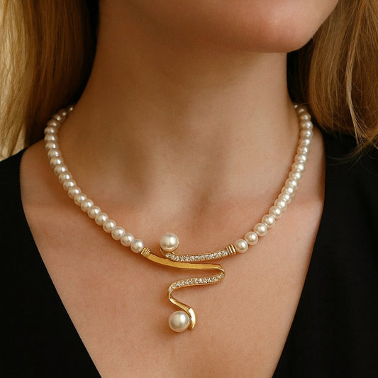 Elegante Natuurlijke Parel Ketting Set