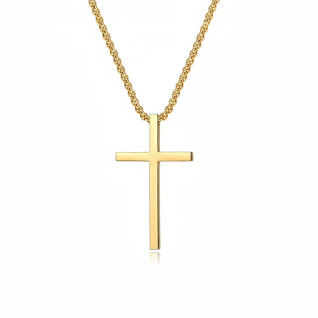 Bezel Kruis Ketting | Goud