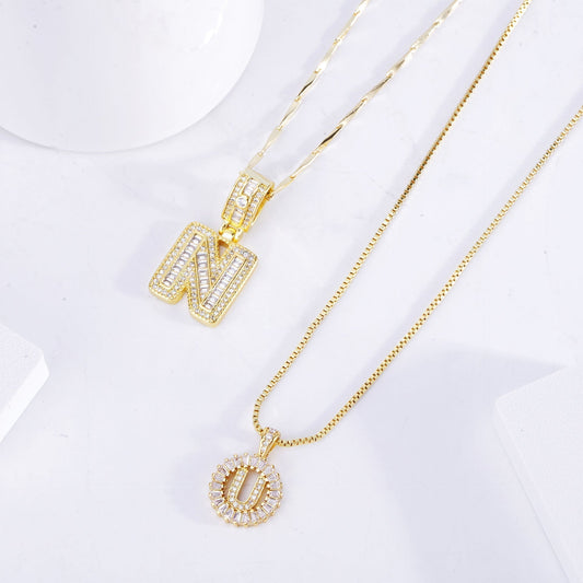 Pavé letter Initiaal Ketting set | Goud