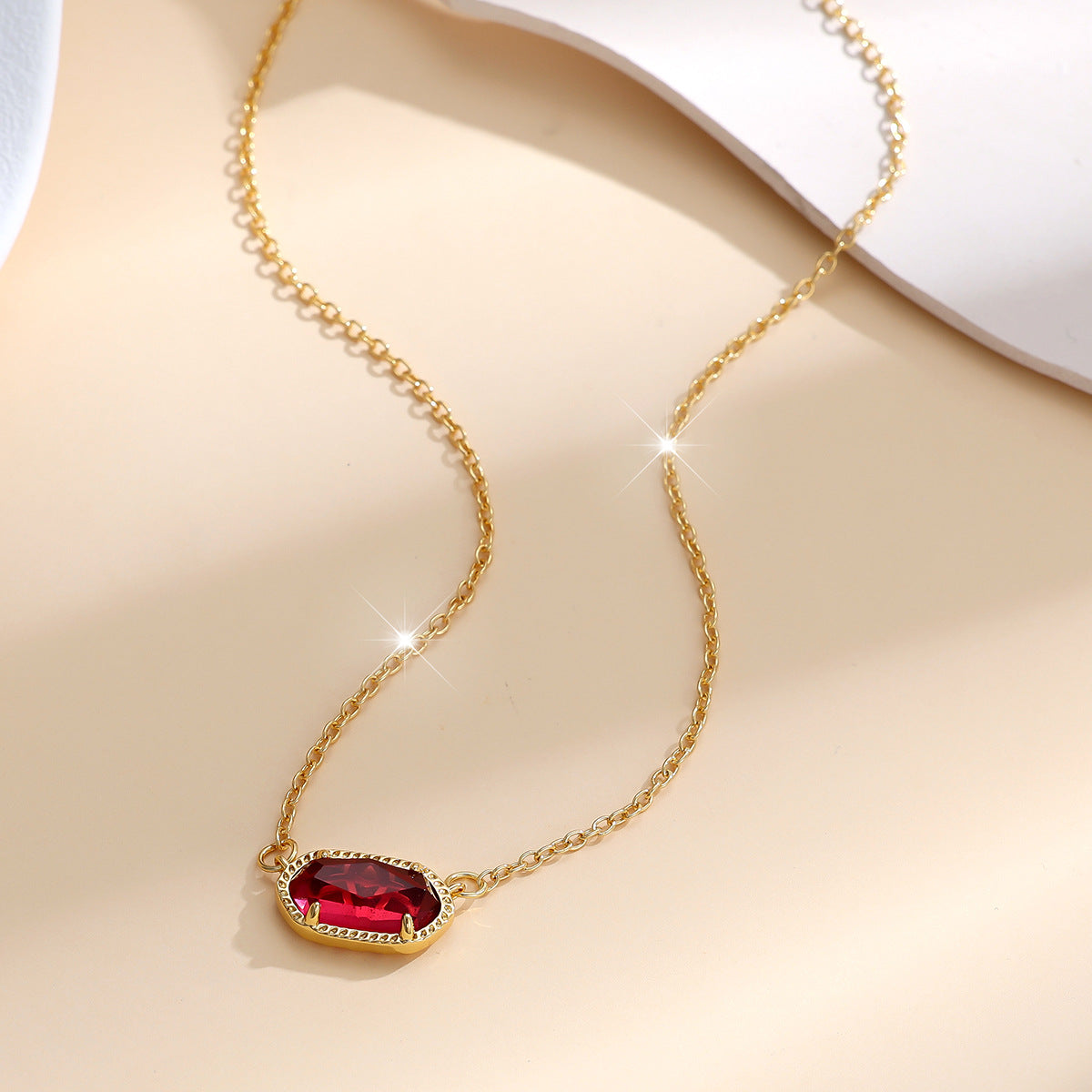 Klassieke Ovale Robijnen Ketting | Goud