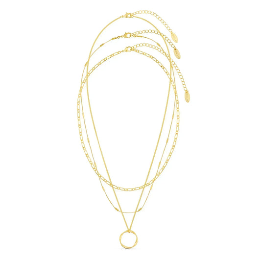 Open Circle Three Row Ketting | Goud