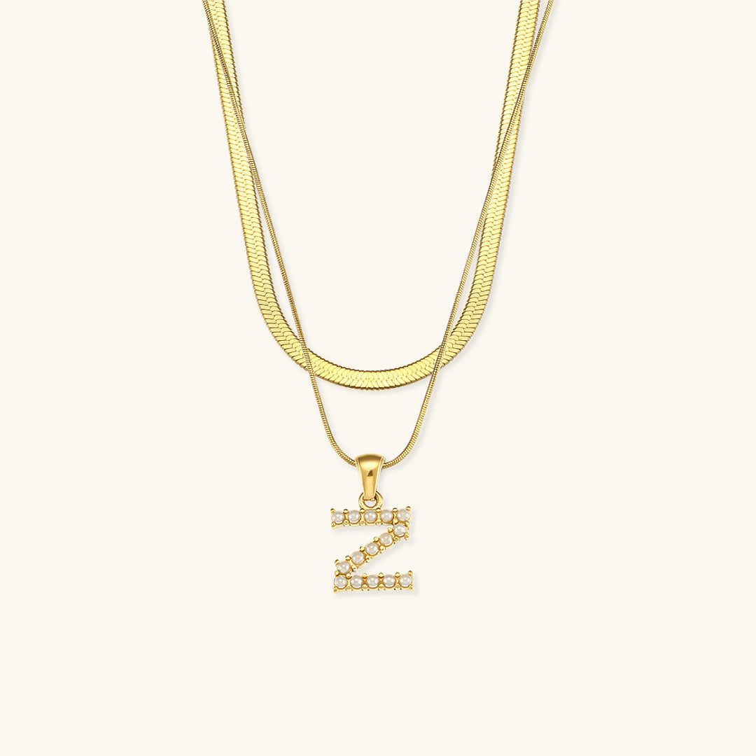 Fiona Gelaagde Gouden Initiaal Letter Ketting