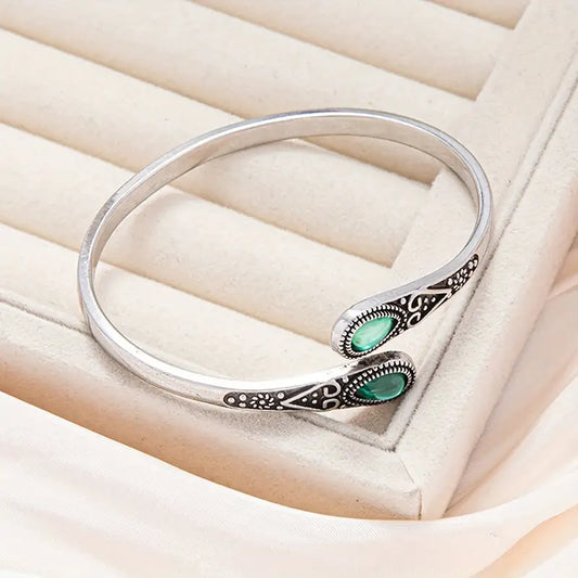 Zilveren Smaragden Vintage Bangle