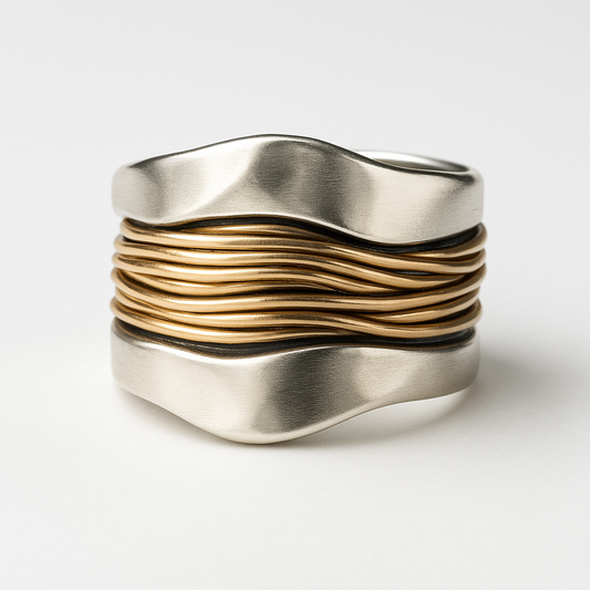 Zilveren Gouden Draden Ring