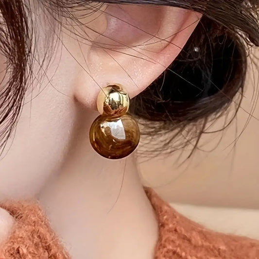 Aurélie Amber Druppel Oorbellen | Goud