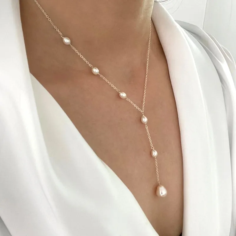 Cascading Parel Lariat Ketting