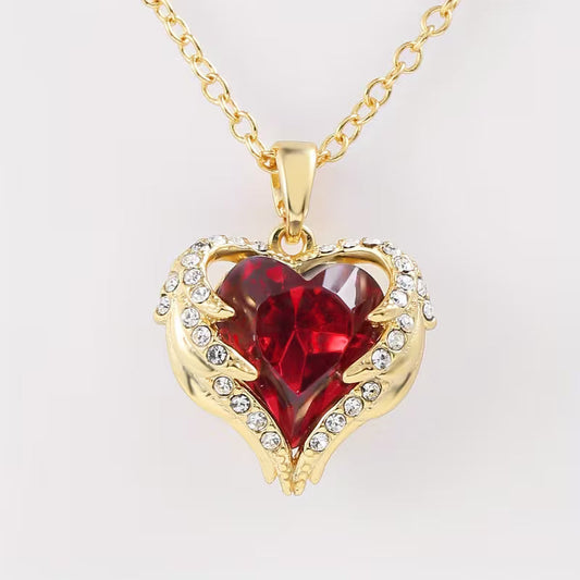 Engel Embrace Robijnen Hart Ketting | Goud