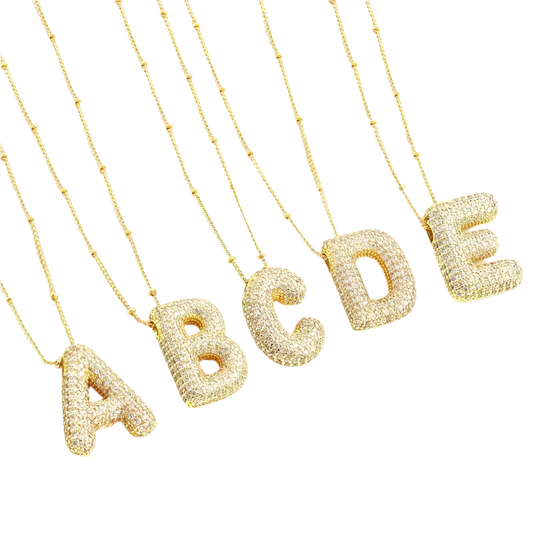 Bubble letter Initiaal Ketting set | Goud