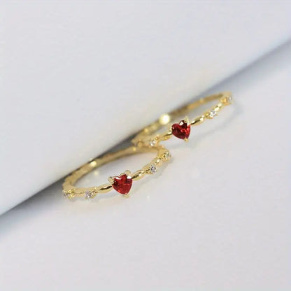 Gouden Robijnen Hart Ring