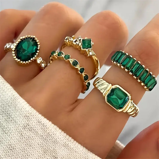 Zarina Exquisite Smaragden Ring Set | Goud