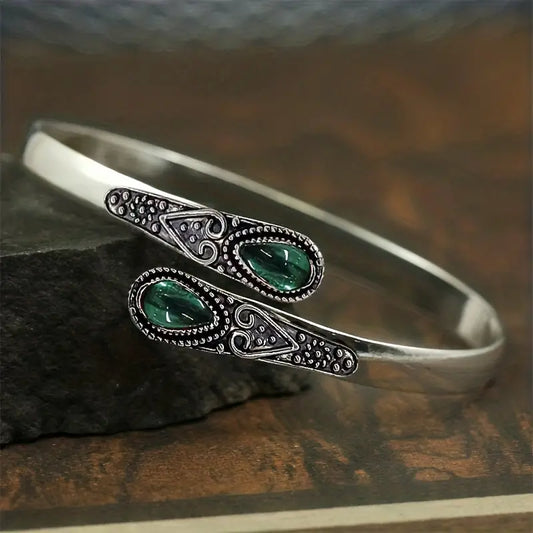 Zilveren Smaragden Vintage Bangle