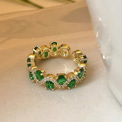 Calira Sparkling Smaragden Open Ring | Goud