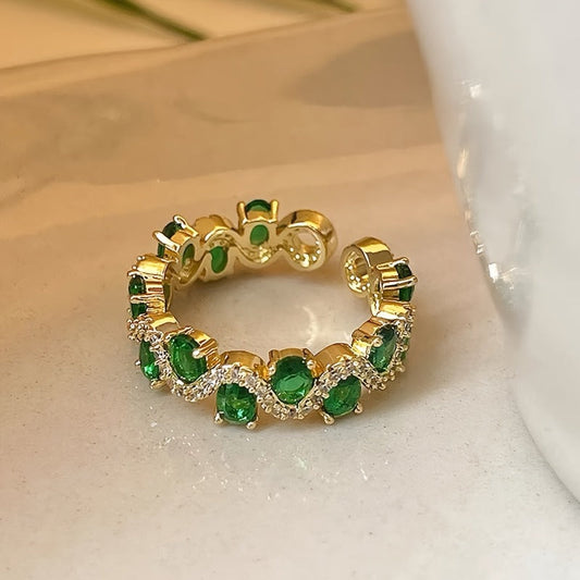 Calira Sparkling Smaragden Open Ring | Goud