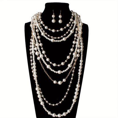 Boho Meerlaagse Parel Statement Set