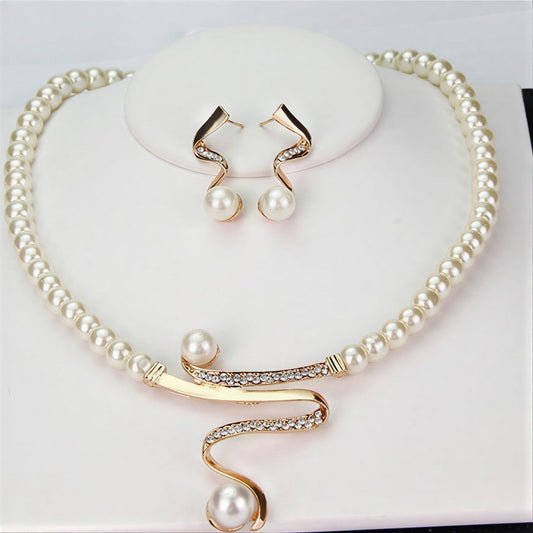 Elegante Natuurlijke Parel Ketting Set