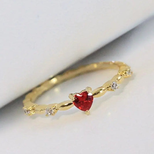 Gouden Robijnen Hart Ring