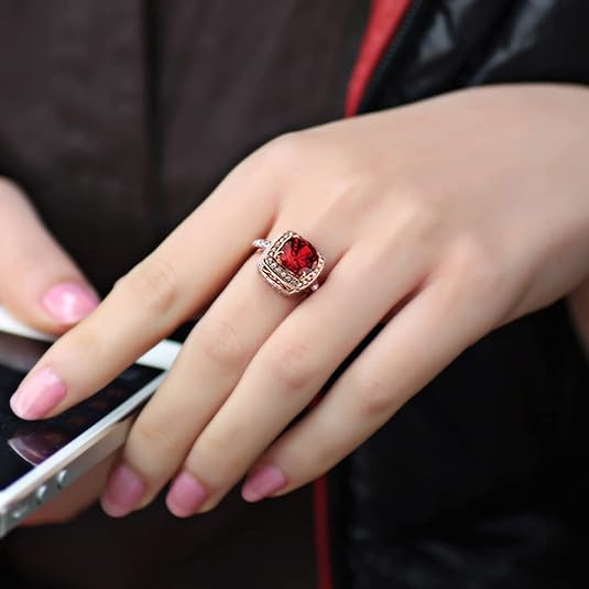 Robijnen Halo Statement Ring | Rosé Goud