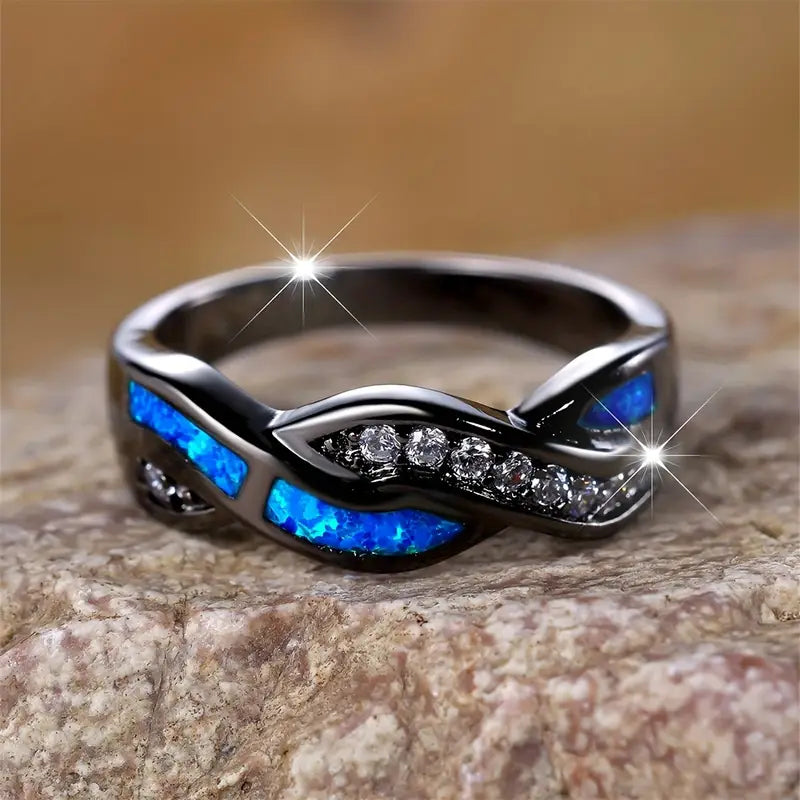 Zilveren Gedraaide Inleg Ring