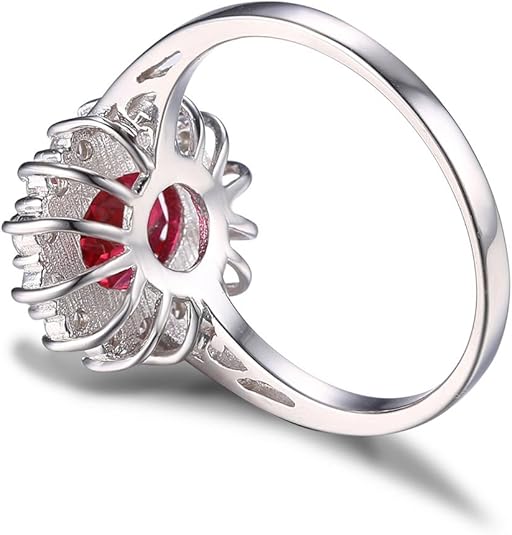 Klassieke Robijnen Halo Ring | Witgoud