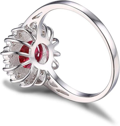 Klassieke Robijnen Halo Ring | Witgoud
