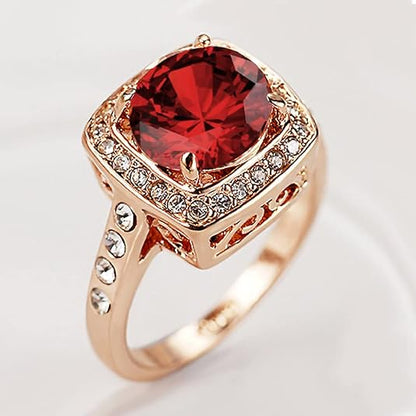 Robijnen Halo Statement Ring | Rosé Goud