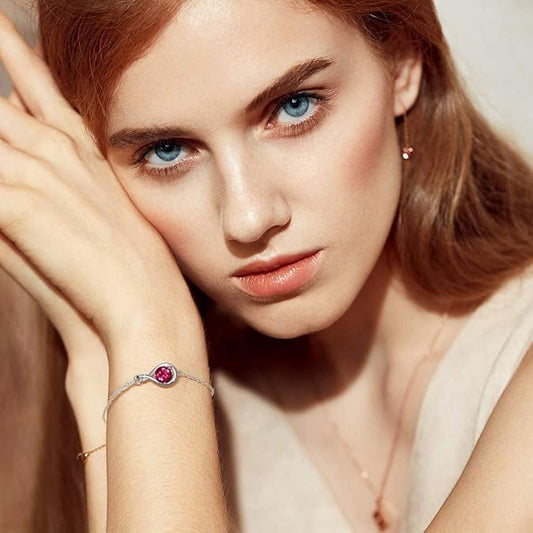 Robijnen Infinity Armband | Witgoud