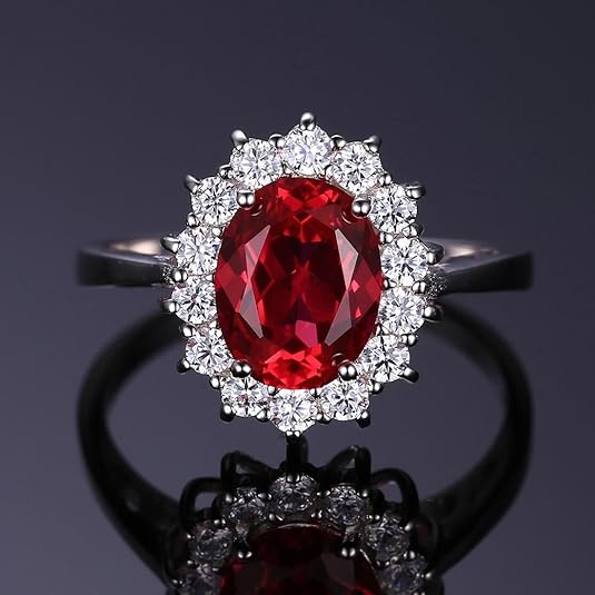 Klassieke Robijnen Halo Ring | Witgoud
