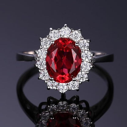 Klassieke Robijnen Halo Ring | Witgoud