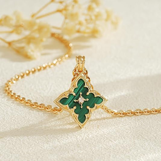 Smaragden Clover Hanger Ketting | Goud