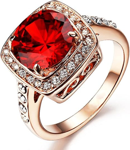 Robijnen Halo Statement Ring | Rosé Goud