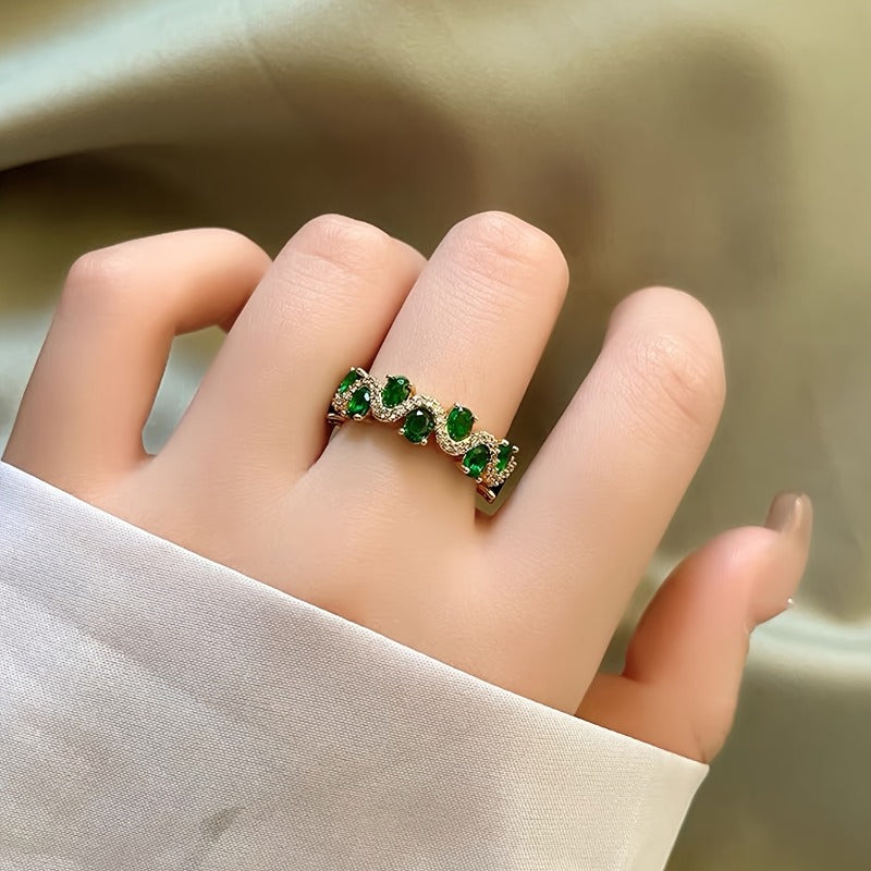 Calira Sparkling Smaragden Open Ring | Goud