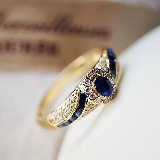 Gouden Saffieren Band Ring