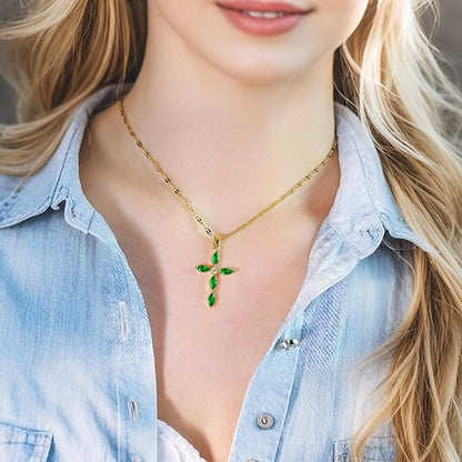 Smaragden Kruis Ketting | Goud