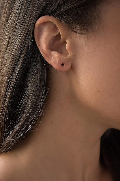 Robijnen Ronde Stud Oorbellen | Goud