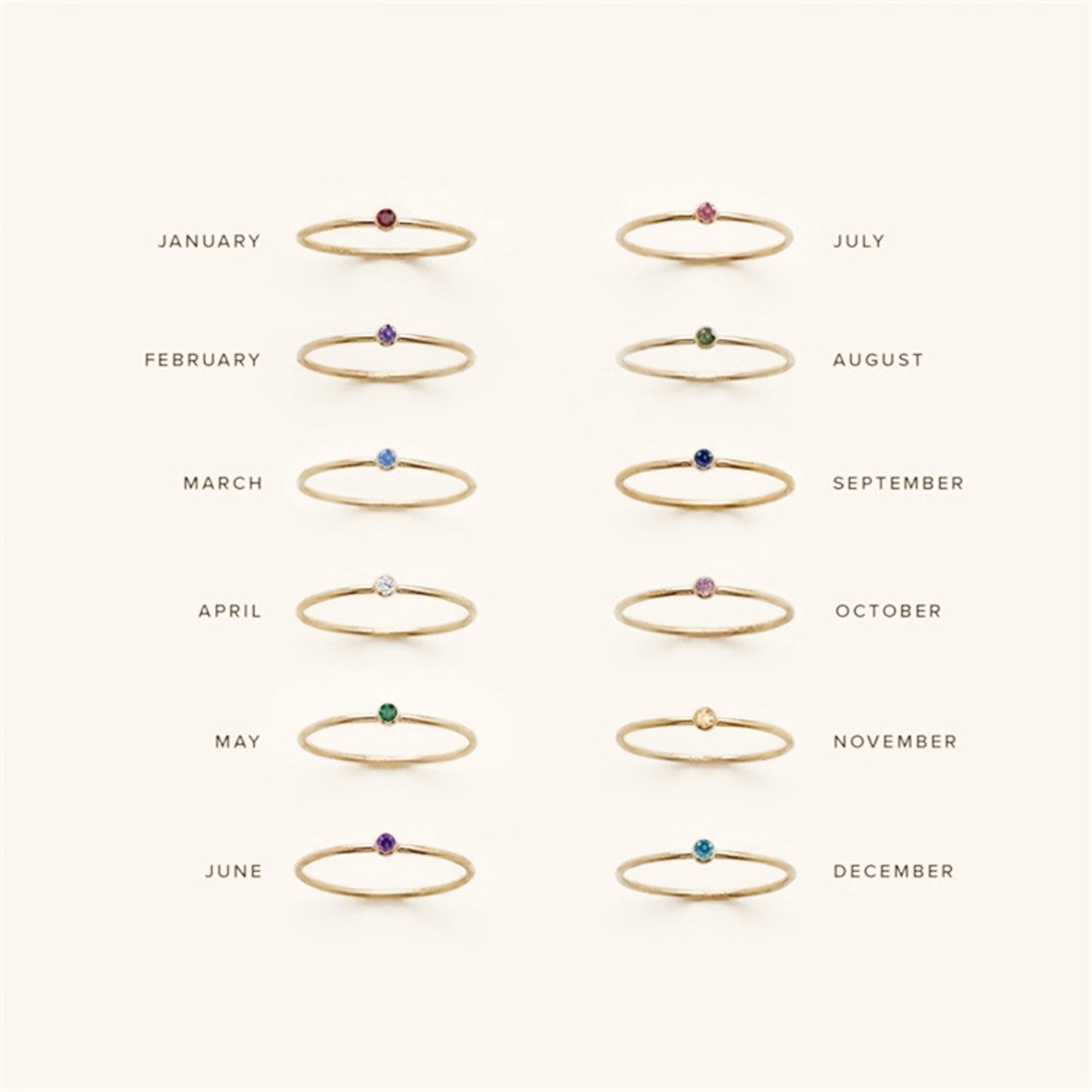 Amelia Geboortesteen Stacker Ring