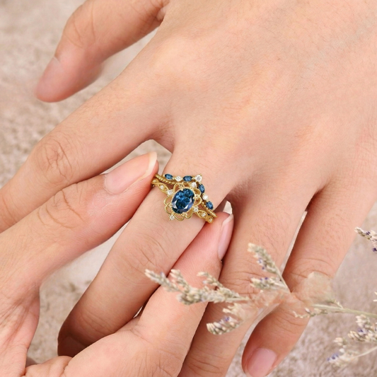 Azelia Saffieren Kroonring Set | Goud