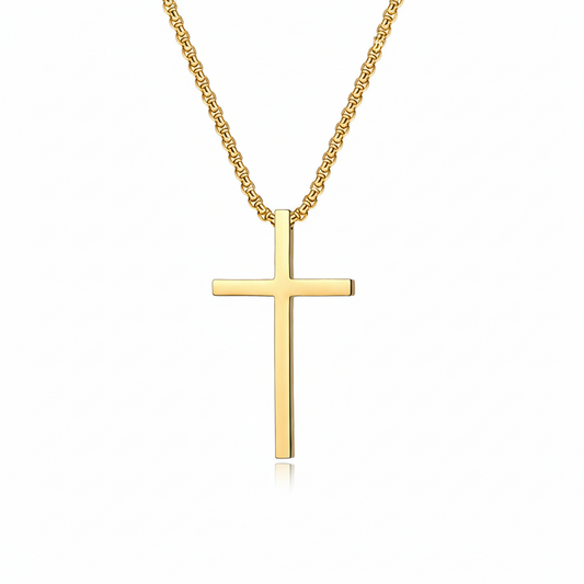 Bezel Kruis Ketting | Goud
