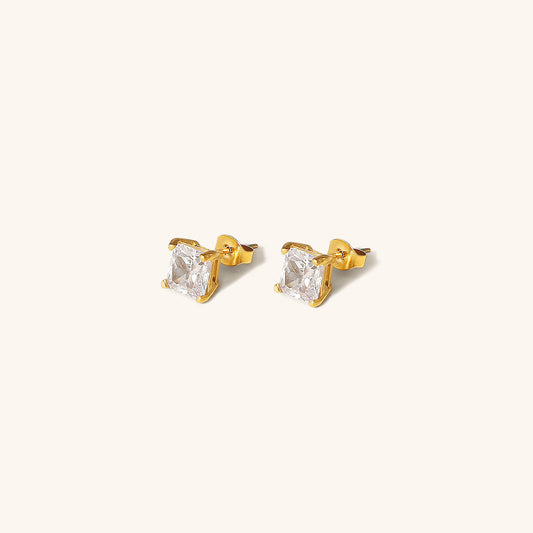 March Solitaire Gouden Oorbellen