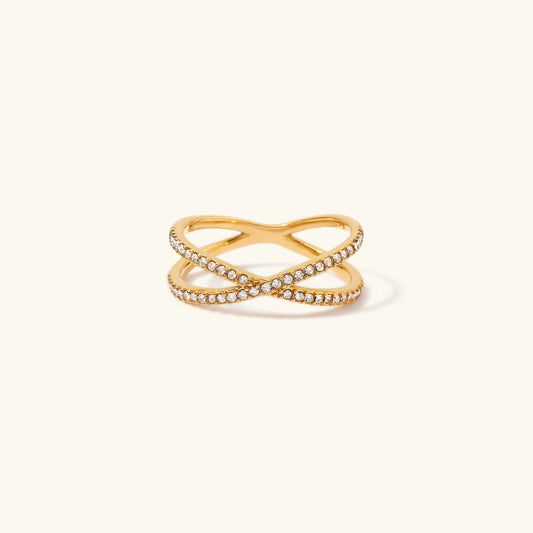 Nia Gouden Diamanten Kruis Ring