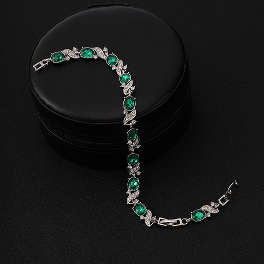 Zilveren Smaragden Vintage Schakel Armband