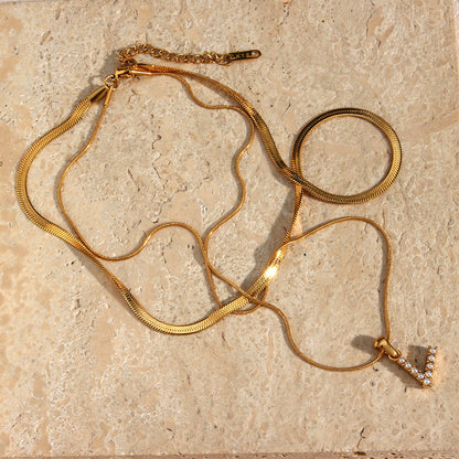 Fiona Gelaagde Gouden Initiaal Letter Ketting
