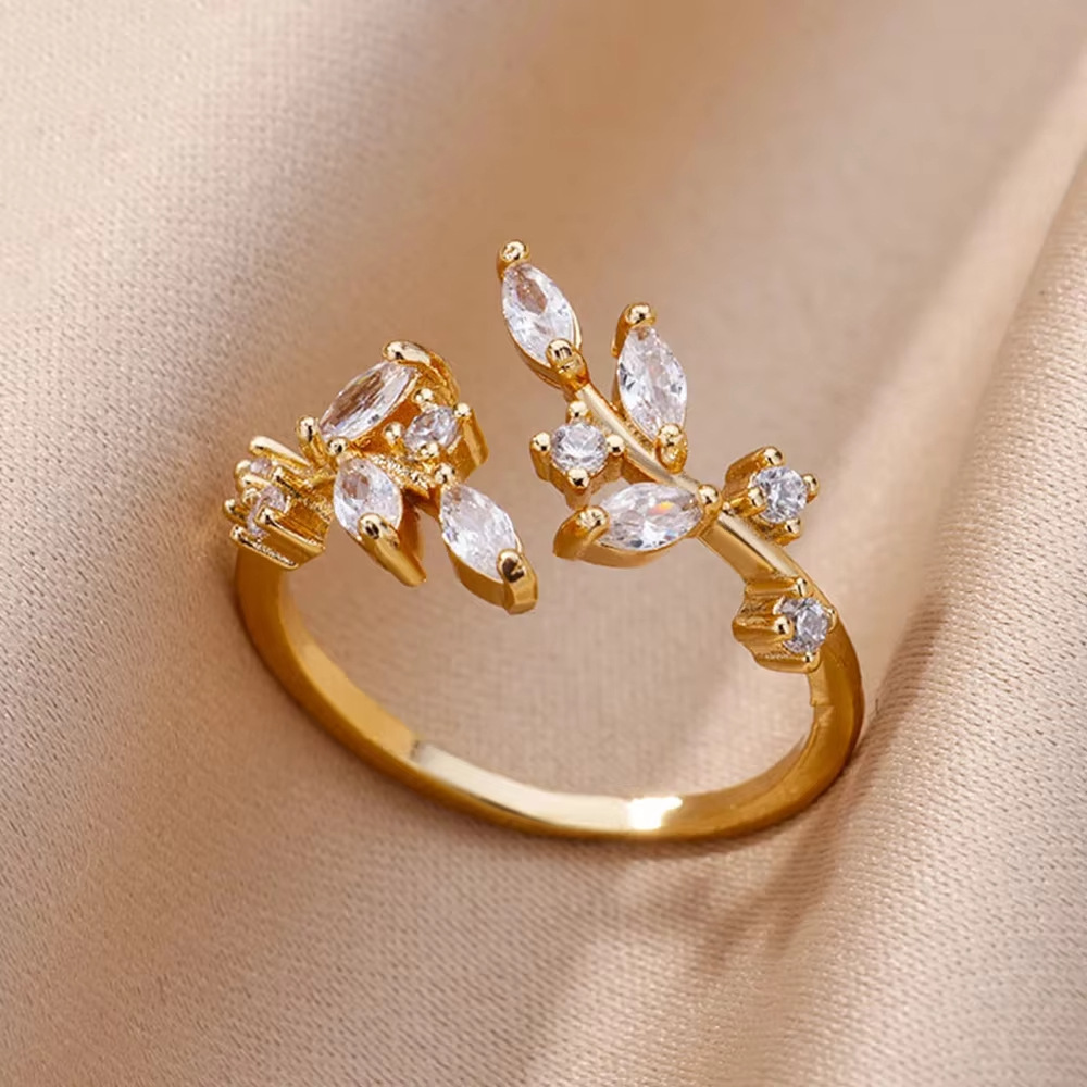 Gouden Open Leaf Ring